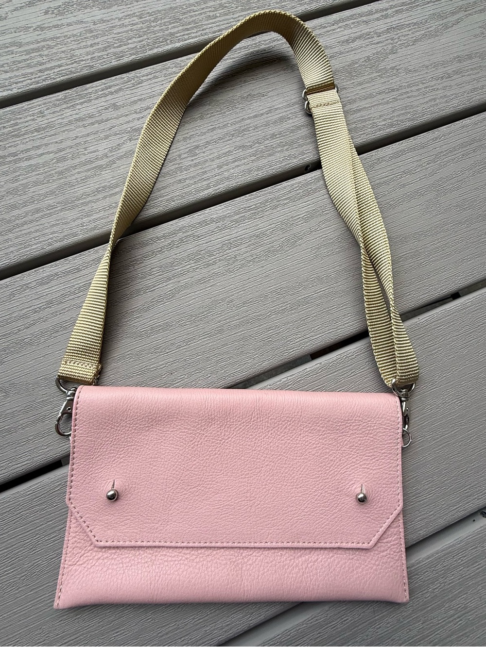Jesse & Co Pink Leather Crossbody Clutch Purse Convertible Bag